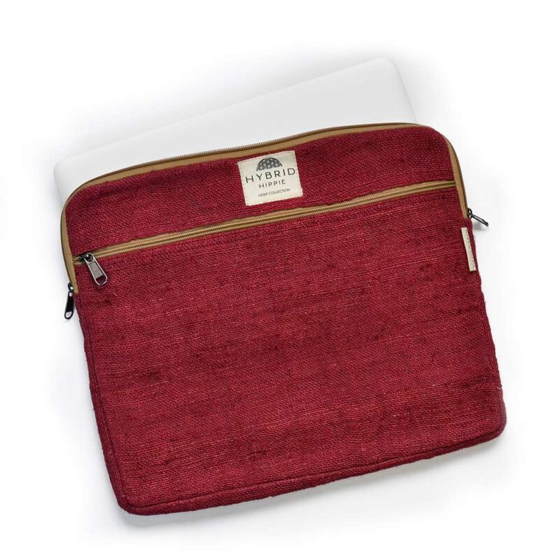 Hemp Laptop Sleeve - 13/14" | Crimson Red - 100% Natural Himalayan Hemp