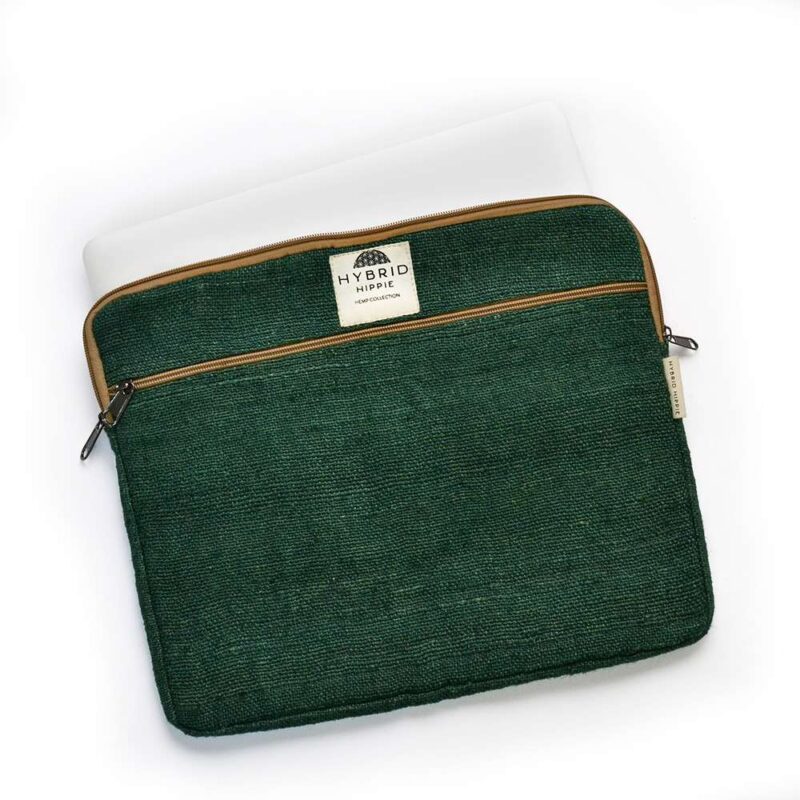 Hemp Laptop Sleeve - 13/14" | Forest Green - 100% Natural Himalayan Hemp