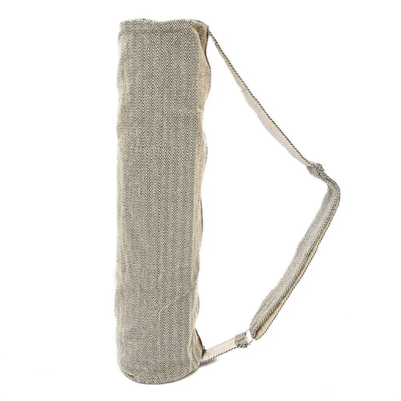 Yoga Mat Carry Bag | Essentials - Grey Zig Zag - 100% Natural Himalayan Hemp & Organic Cotton