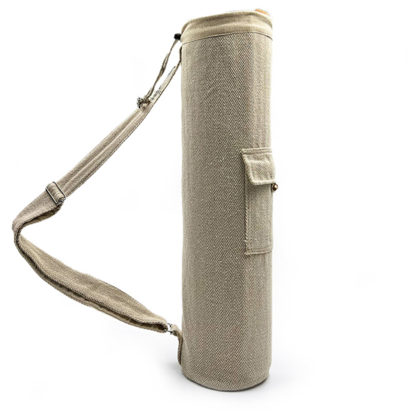 Yoga Mat Carry Bag Beige with Drawstring Hemp