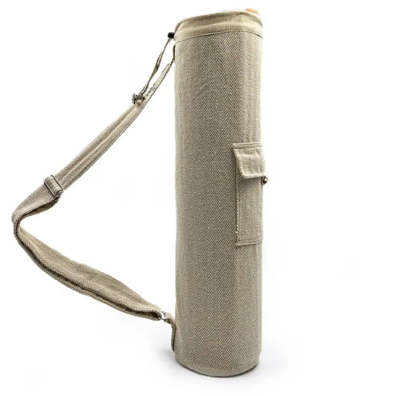 Yoga Mat Carry Bag - Drawstring  Beige & Green - 100% Natural Himalayan  Hemp & Organic Cotton • Hybrid Hippie - Eco Store