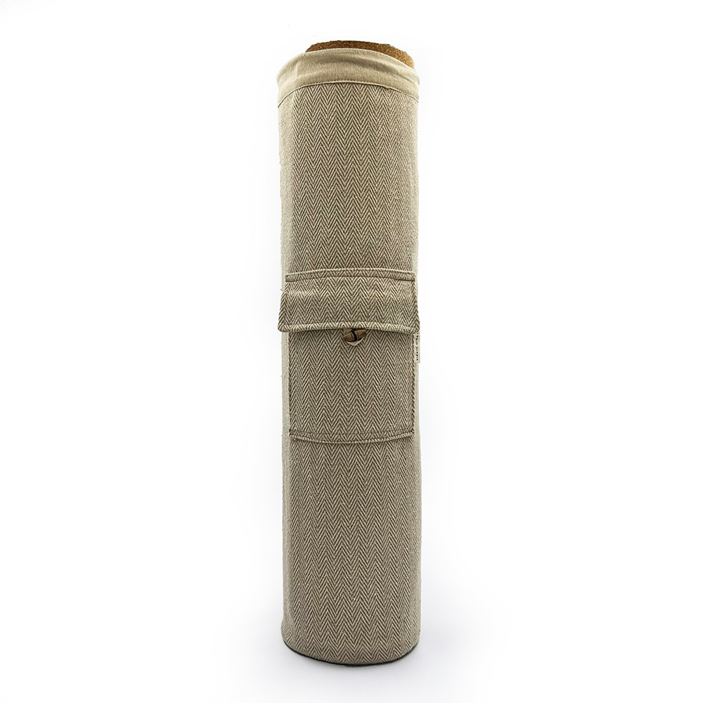 Yoga Mat Carry Bag - Drawstring  Beige - 100% Natural Himalayan Hemp &  Organic Cotton • Hybrid Hippie - Eco Store