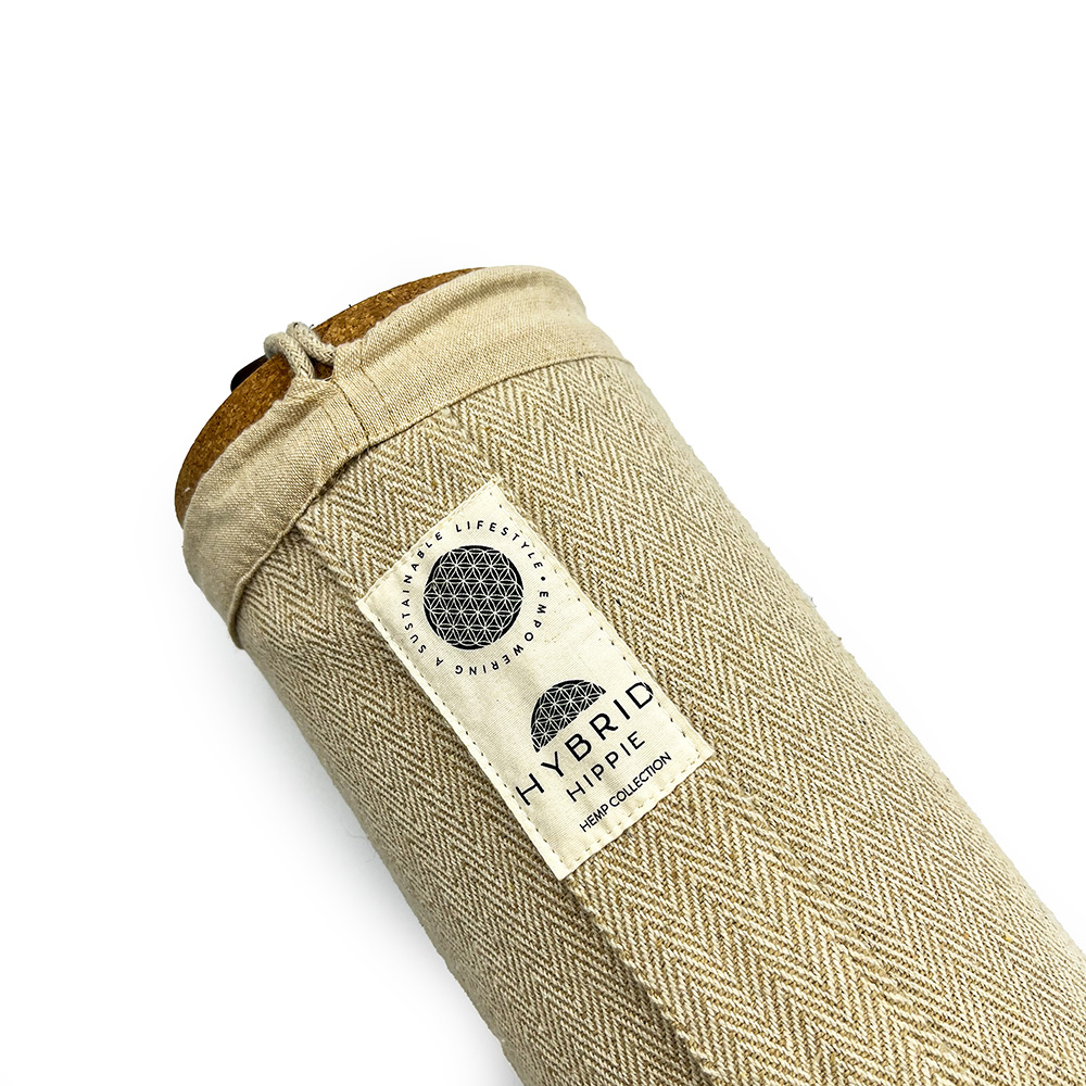 Yoga Mat Carry Bag - Drawstring  Beige - 100% Natural Himalayan