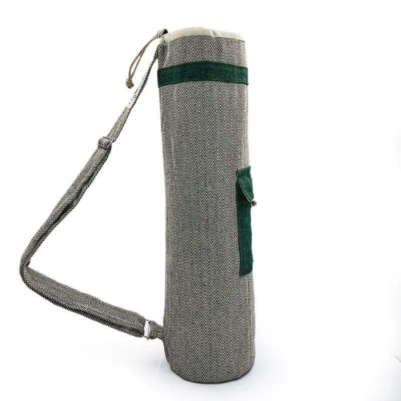 Yoga Mat Carry Bag Drawstring Grey Green 100 Natural Himalayan Hemp Organic Cotton Hybrid Hippie Eco Store