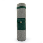 Yoga Mat Carry Bag Grey Green Hemp - Front with Green Pocket
