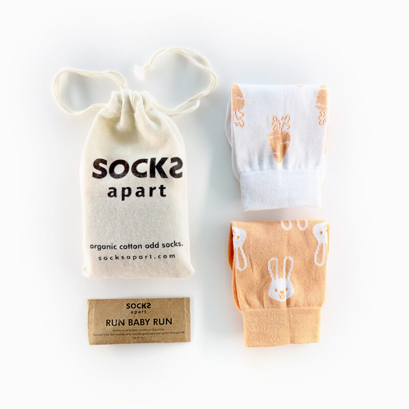 Cotton Socks Run Baby Run by Socks Apart - Carrots and Bunny