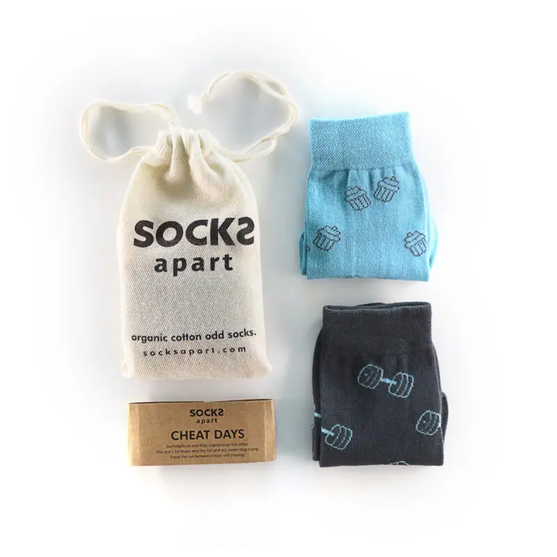 Cotton Socks Cheat Days by Socks Apart - Dumbbells and Cupcakes